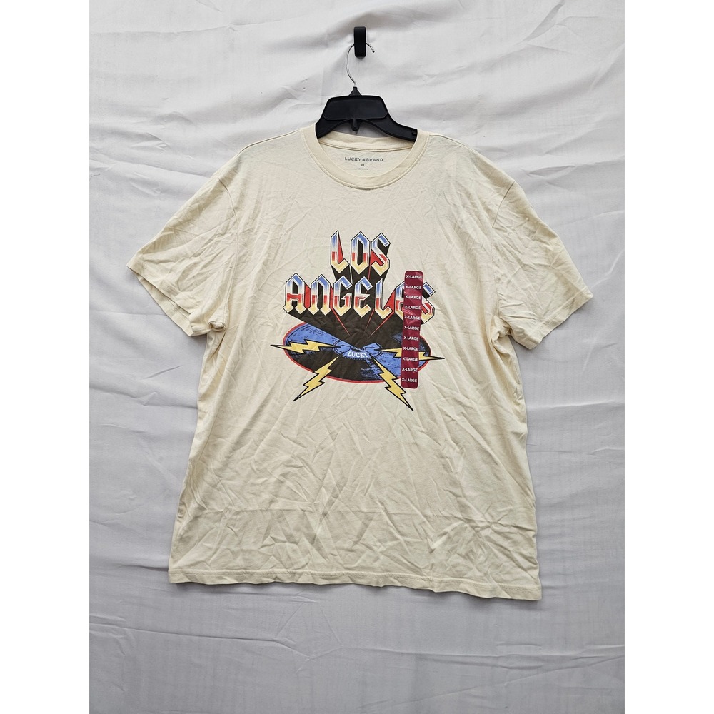 Lucky Brand Mens Los Angeles Graphic Pullover Cream Cotton Casual Size XL